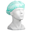 Polypropylene Disposable Bouffant Style Hats Hairnets Green, 610mm Wide, 12gsm, For Larger Hair Styles, 100 Hats Box
